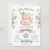 Tea Party Girl Birthday Einladung (Vorderseite)