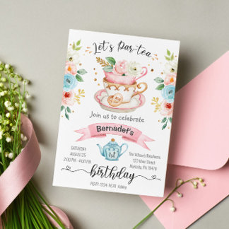 Tea Party Girl Birthday Einladung