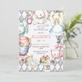 Tea Party Girl's Birthday Einladung (Stehend Vorderseite)