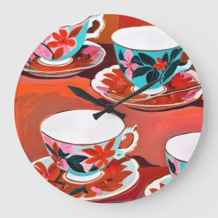 Tea-Party Große Wanduhr