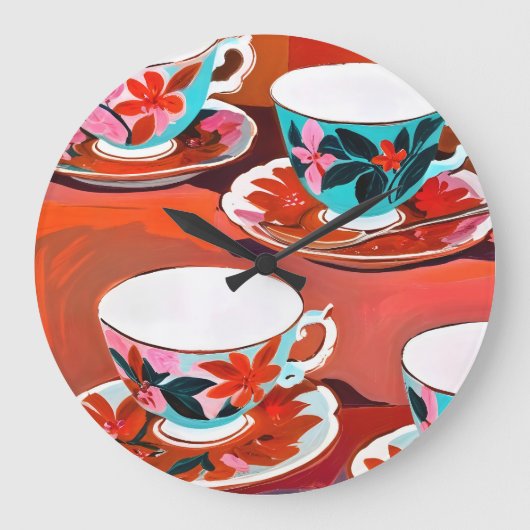 Tea-Party Große Wanduhr (Vorderseite)