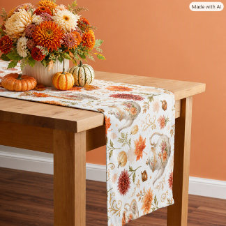Tea Party Herbst-Kürbis-Blumenmuster  Kurzer Tischläufer