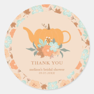 Tea Party Kürbis Hochzeit Shower Danke  Runder Aufkleber