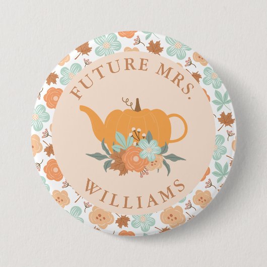 Tea Party Kürbis Junggesellinnenabschied Future Mr Button (Vorderseite)