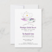 Tea Party Lavender Gingham Party Einladung (Vorderseite)