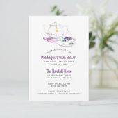 Tea Party Lavender Gingham Party Einladung (Stehend Vorderseite)