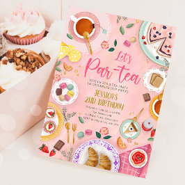 Tea Party Let's Par-Tea Girl Pink Gold Birthday Einladung