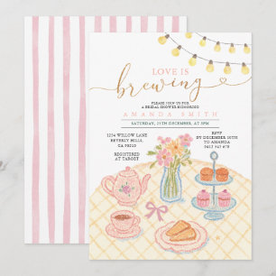 Tea Party Liebe braut Brautparty Einladung