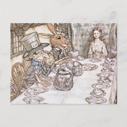 Tea Party mit dem Mad Hatter Postkarte (Vorderseite)