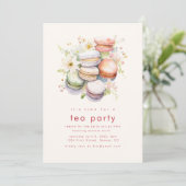Tea Party Patisserie Einladung mit Macaroons (Stehend Vorderseite)