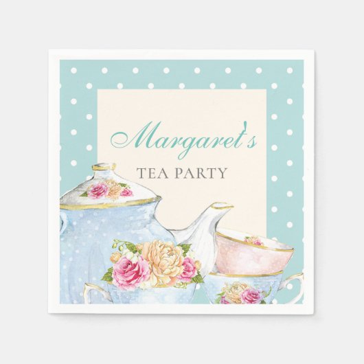 Tea Party Personalisiert Polka dot Serviette (Vorderseite)