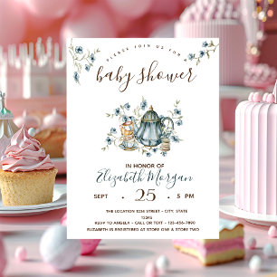 Tea Party Polka Dots Baby Shower Einladung