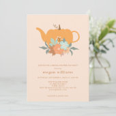 Tea Party Pumpkin Bridal Dusche Einladung (Stehend Vorderseite)