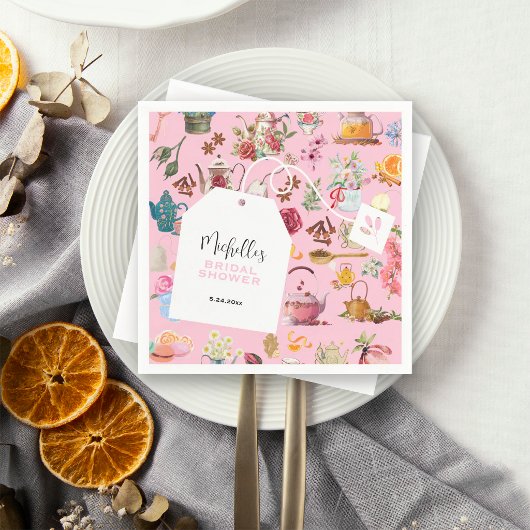 Tea Party Rosa Blumengarten Brautparty Serviette