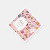 Tea Party Rosa Blumengarten Brautparty Serviette (Ecke)