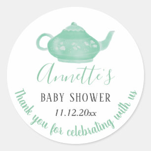 Tea Party Shabby Chic Babyparty Danke Runder Aufkleber