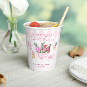 Tea Party Something Sweet is Brewing Baby Shower Pappbecher