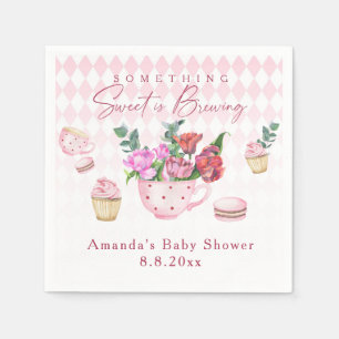 Tea Party Something Sweet is Brewing Baby Shower Serviette