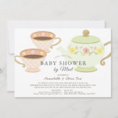 Tea Party Tea Pot & Cups Kinderdusche per Mail Einladung (Vorderseite)