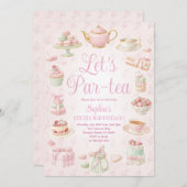 Tea Party Teapot Teacup Pink Party Invitation Einladung (Vorne/Hinten)