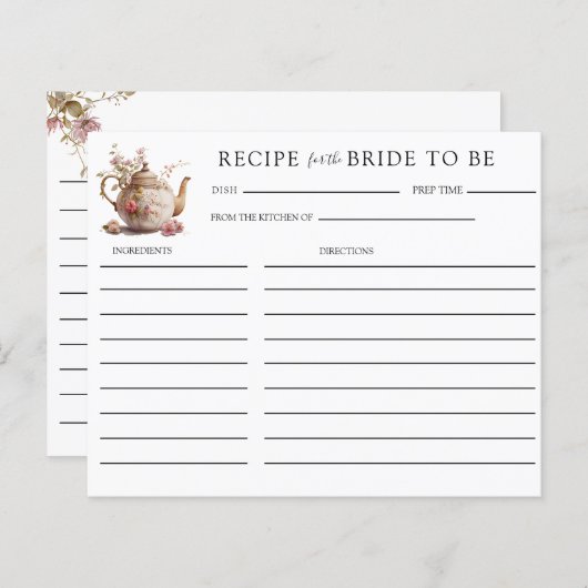 Tea-Party | Tee-Brautparty | Echtheitskarten (Vorne/Hinten)