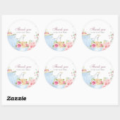 Tea Party Vielen Dank Runder Aufkleber (Blatt)