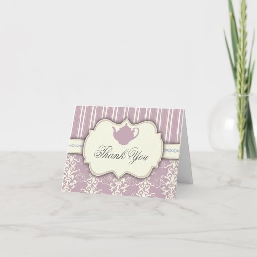 Tea Party Vintage Damask Thank You Card Dankeskarte (Vorderseite)