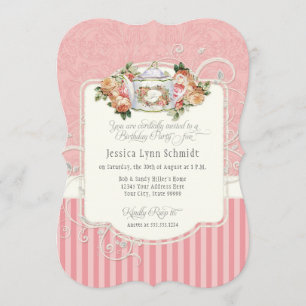 Tea Party Wasserfarben Elegante Rose Geburtstagspa Einladung