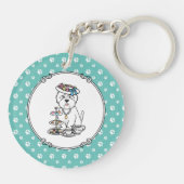 Tea Party Westie Dog West Highland White Terrier Schlüsselanhänger (Rückseite)