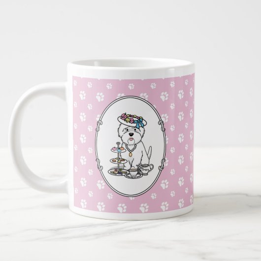 Tea Party Westie - West Highland White Terrier Jumbo-Tasse (Links)