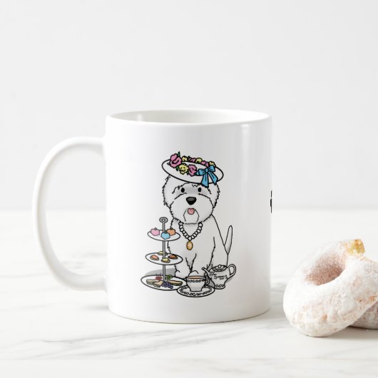 Tea Party Westie - West Highland White Terrier Kaffeetasse (Mit Donut)