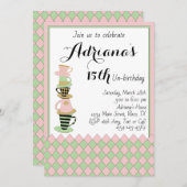 Tea Party zum Geburtstag Einladung (Vorne/Hinten)