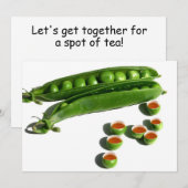 Tea Peas - Erbsen in einem Pod mit Teeerbsen-Cups Einladung (Vorne/Hinten)