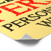 Tea Person Personing Funny Poster Sign (Ecke)