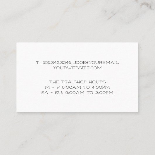 Tea-Pflanze | Teebecher Visitenkarte (Rückseite)