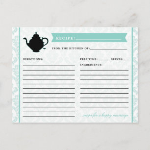 Tea Pot Bridal Kitchen Dusche Rezeptkarte Postkarte