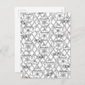 Tea Pot Doodle Postkarte (Vorne/Hinten)