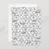 Tea Pot Doodle Postkarte (Vorne/Hinten)