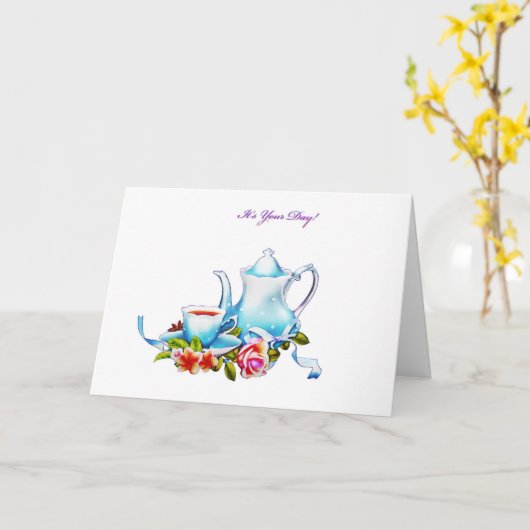 Tea Pot mit Tea Mother Day Karte (Gelbe Blume)