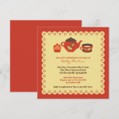 Tea Pot Party Brautparty Einladung (Vorne/Hinten)