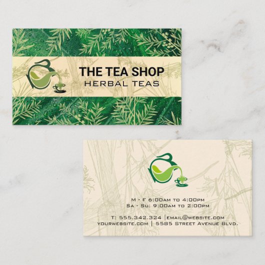 Tea Pot Pour | Tea-Blätter Visitenkarte (Vorne/Hinten)