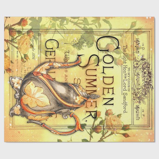 Tea Pot Rose Garden Ephemera Geschenkpapier (Flach)