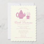 Tea Pot und Daisies Pink Brautparty Einladung (Vorderseite)