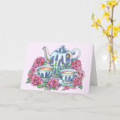 Tea Pot und Rose Karte (Gelbe Blume)