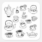 Tea Quadratischer Aufkleber (Vorderseite)