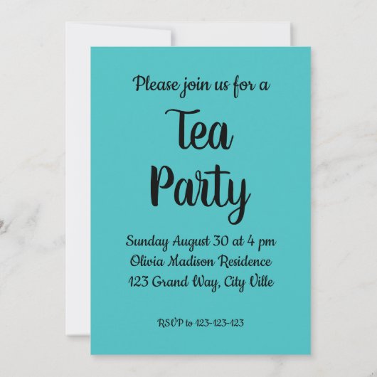 Tea Retro Tea Party Einladung (Rückseite)