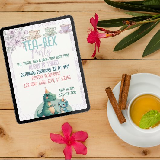 Tea-Rex Dinosaur Birthday Tea Party Einladung