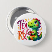 Tea Rex Dinosaur Button (Vorne & Hinten)