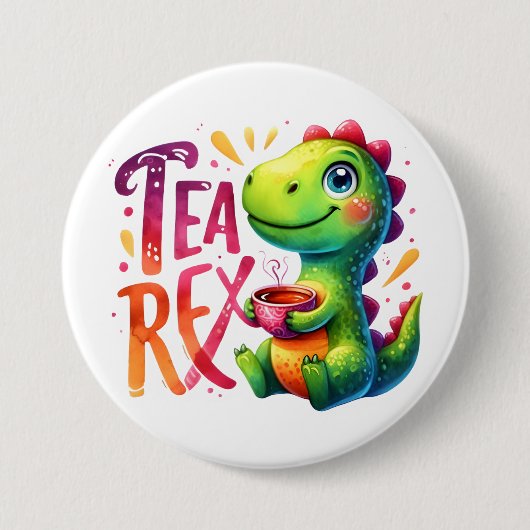 Tea Rex Dinosaur Button (Vorderseite)
