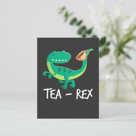 Tea Rex Dinosaur Funny T-Rex Niedlich Dino Postkarte (Stehend Vorderseite)